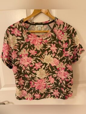 Sundance Shirt Women's Small Multicolor Floral Short Sleeve Tee Cotton Boho